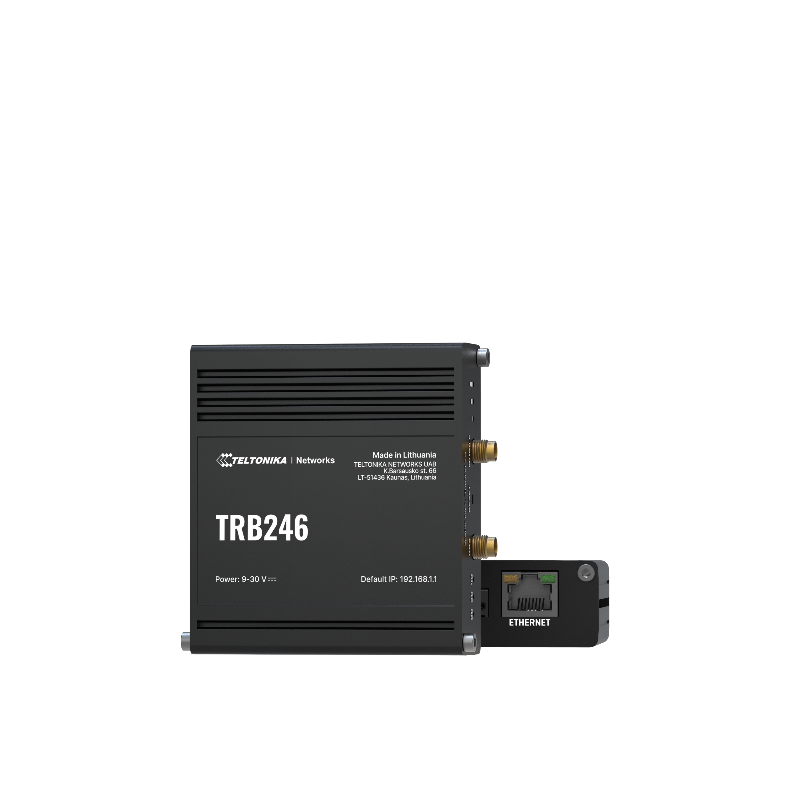 Teltonika TRB246 ipari 4G LTE gateway RS232, RS485 és Ethernet portokkal, Modbus támogatással vízmű automatizáláshoz.