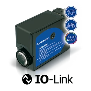Datalogic optikai kontraszt érzékelő, Sn:12 mm, Beállító gomb, NPN/PNP - IO-LINK, vertikális LED R.G.B fény,  TL46-W-815-PZ