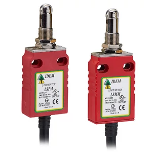 IDEM Safety LSPM Mini Biztonsági Végállás Kapcsoló Panelre szerelhető görgős dugattyú 2m 2NC 1NO Normál műanyag tokozat