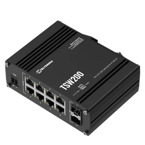TSW200 Ipari Switch 8 x Gigabit Ethernet port és 2 x SFP port POE+ | Integrált DIN rögzítés