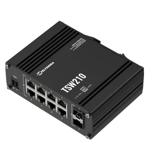 TSW210 Ipari Switch | 8 x Gigabit Ethernet port és 2 x SFP port | Integrált DIN rögzítés