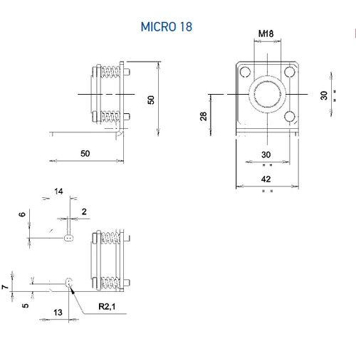 MICRO-18 tartókonzol mikrometrikus szabályozással M18 hengeres szenzorokhoz