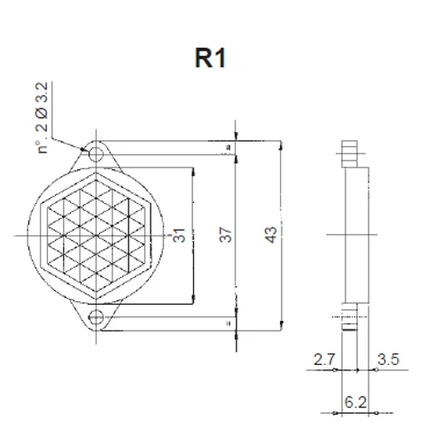 Datalogic R1 Műanyag Reflektor Ø 23 mm Prizma | Ø 31 mm Keret