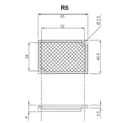 Datalogic R6 Műanyag Négyszögletes Reflektor Prizma 36 x 55 mm; 95A151350