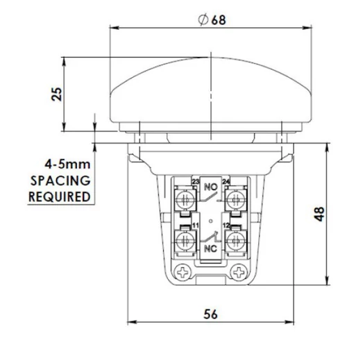 IDEM Kétkezes Biztonsági Kapcsoló (Touchsafe) - Mechanikus gomb