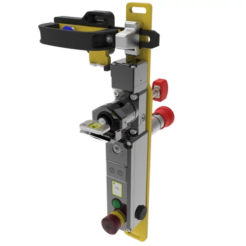 M-TS-SR-RR egykulcsos, nyelves vezérlő kapcsoló fogantyúval és hátsó vésznyitással - elektromágneses feloldás 2NC 2NO (M20) + E-stop - (Mirror Polished Fém)
