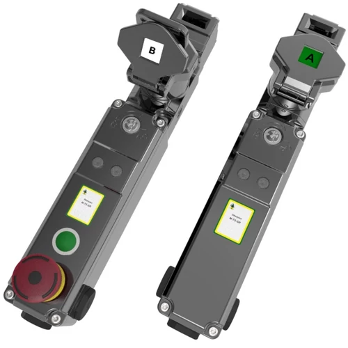 M-TS-SR egykulcsos, nyelves vezérlő kapcsoló - elektromágneses feloldás 2NC 2NO (M20) + E-stop- (Mirror Polished Fém)