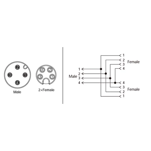 M12 apa / 2 x M8 anya Y elosztó 4 Pólusú A-CODE (Y-EAM4-2SAF4/PAR)