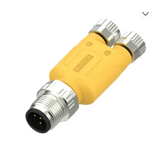 M12 apa / 2 x M8 anya Y elosztó 4 Pólusú A-CODE (Y-EAM4-2SAF4/PAR)