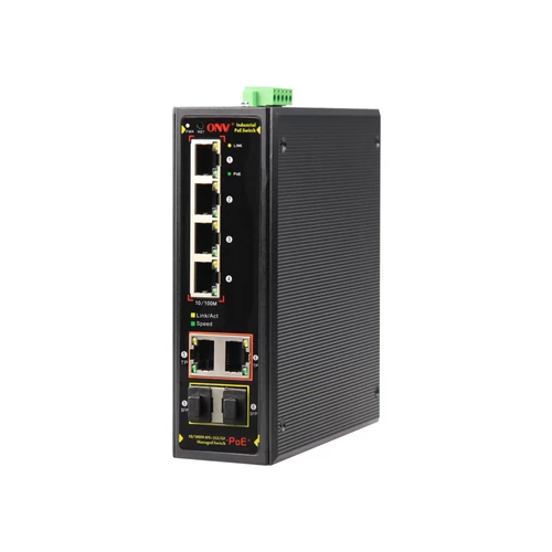 ONV-IPS31064PFM Ipari Menedzselhető Switch 6 Ethernet + 2 x SFP port | Integrált DIN rögzítés 