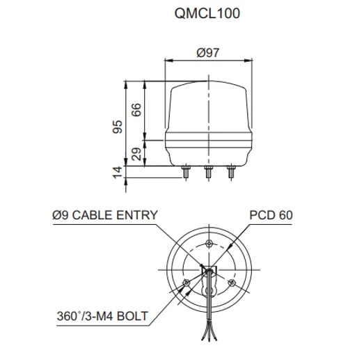 QMCL100 LED Többszínű fényjelző IP65
