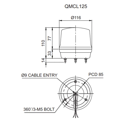 QMCL125 LED Többszínű fényjelző IP65