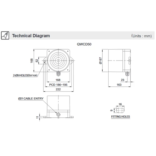 QWCD50 LED Villanófény és Hangjelző IP66