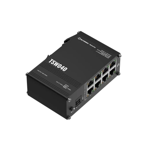 TSW040 Ipari Switch | 8 x 10/100 PoE+ Ethernet port | Integrált DIN rögzítés