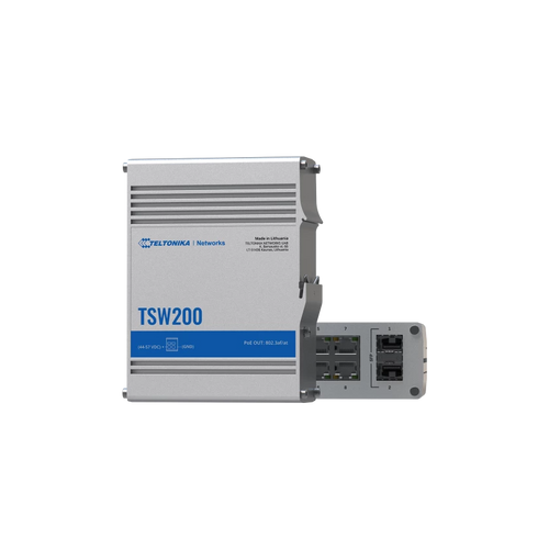 TSW200 Ipari Switch 8 x Gigabit Ethernet port és 2 x SFP port POE+ | Integrált DIN rögzítés