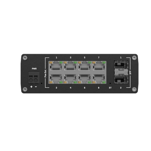TSW202 Ipari Menedzselhető Switch 8 x Gigabit Ethernet port és 2 x SFP port POE+ | Integrált DIN rögzítés
