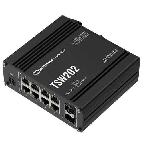 TSW202 Ipari Menedzselhető Switch 8 x Gigabit Ethernet port és 2 x SFP port POE+ | Integrált DIN rögzítés