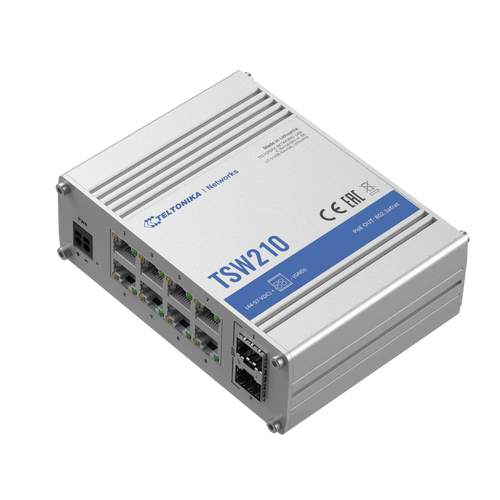 TSW210 Ipari Switch 8 x Gigabit Ethernet port és 2 x SFP port