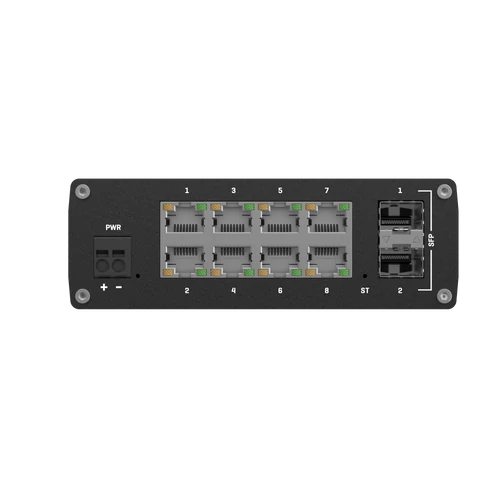 TSW212 Ipari Menedzselhető Switch 8 x Gigabit Ethernet port és 2 x SFP | Integrált DIN rögzítés