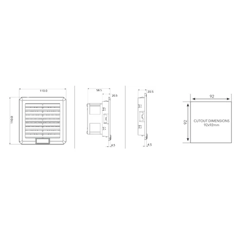 PFI1000 Szűrőbetétes szellőztető, ventilátor nélküli elem 110x110mm