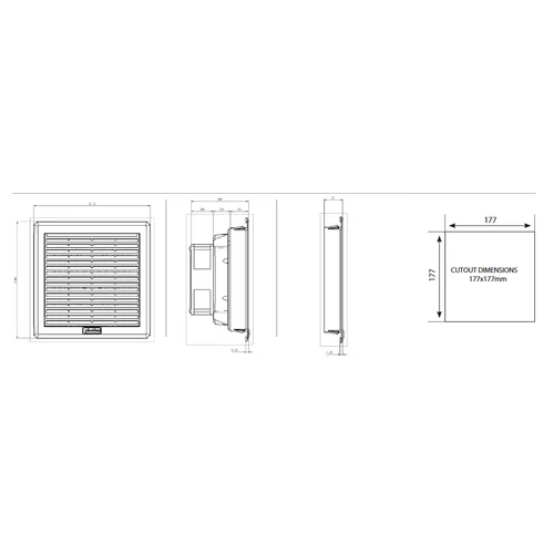 Szűrőbetétes szellőztető ventilátor 240m³/h, 260x260mm
