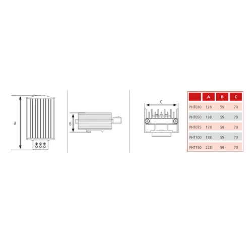 PTC kapcsolószekrény fűtés 50w 