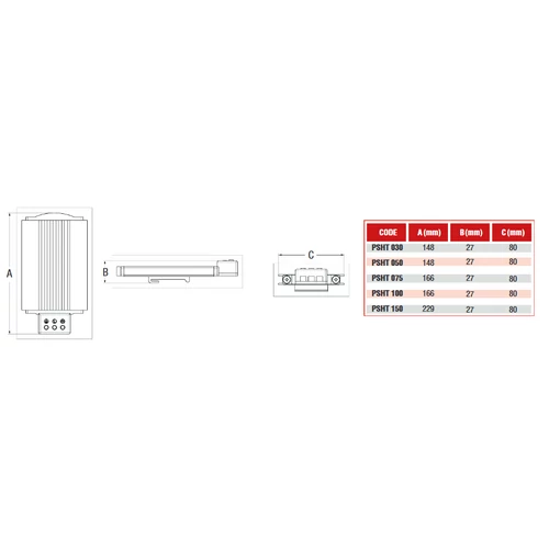 PTC  kapcsolószekrény fűtés 30w lapos kivitel